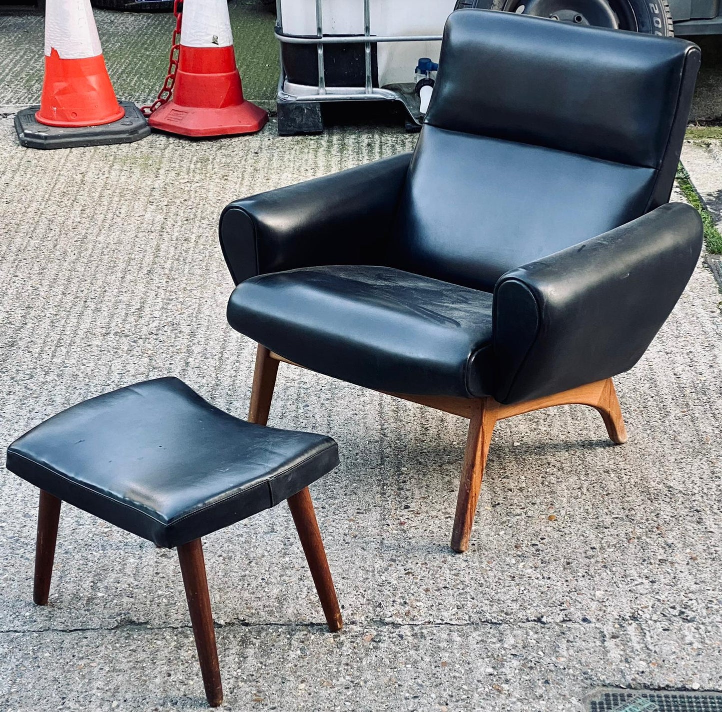 Danish 1970 Arm Chairs and single footstool