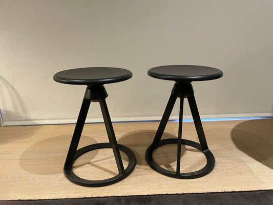 A pair of Edward Barber and Jay Osgerby for Knoll Piton swivel stools in black  steel